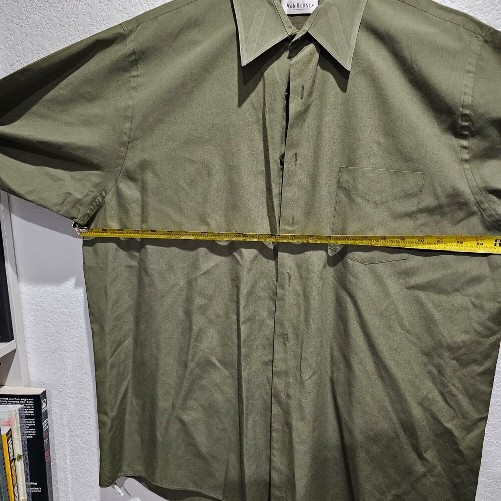 Men's Van Heusen Olive Green LongSleeve Size‎ 17, 34/35 XL - Picture 2 of 8